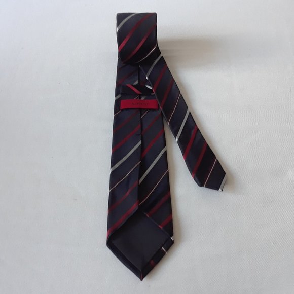 Alfani. Slim Striped Silk Tie. Black - Picture 5 of 9